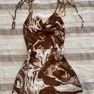 Princess Polly Brown and Cream Swirl Mini Dress